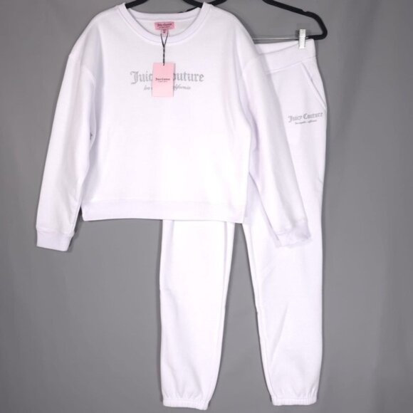 NWT JUICY COUTURE SET Pants + Pullover Sweater BLEACHED WHITE Size MEDIUM - Picture 1 of 16